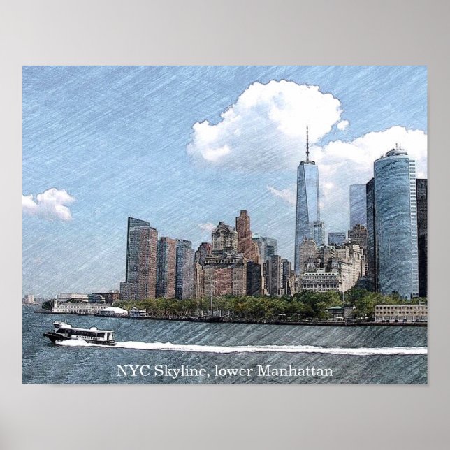AFFICHE  PAYSAGE DE NEW YORK lower Manhattan (Devant)
