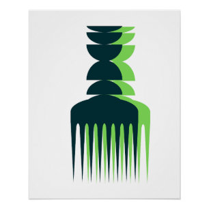 Affiche Peigne Afro Ombre Verte