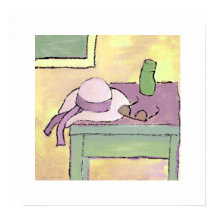 affiche peinture acrylique chapeau de soleil 