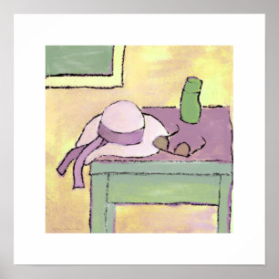 affiche peinture acrylique chapeau de soleil 