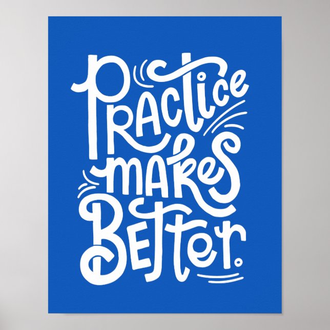 Affiche personnalisable de pratique bleue pour une (Devant)