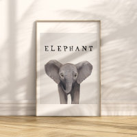 Affiche personnalisable éléphant bébé mignon pour