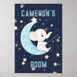 Affiche personnalisée Bébé Éléphant Pêche 4 Étoile