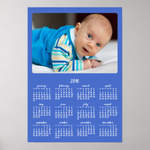 Affiche personnalisée bleue Calendrier annuel 2016