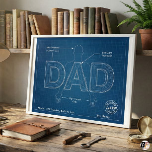 Affiche personnalisée "Blueprint Papa" - Drôle "Co