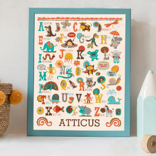 Affiche personnalisée d'alphabet animal ABC