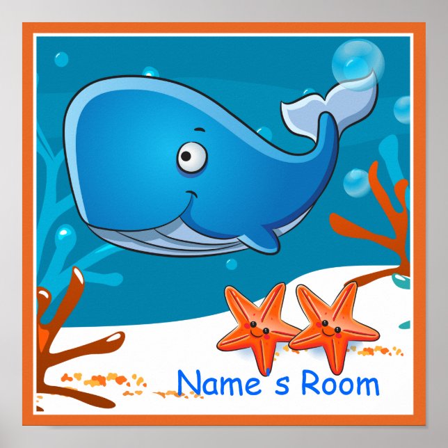 Affiche personnalisée de baleine aquatique mignonn (Devant)