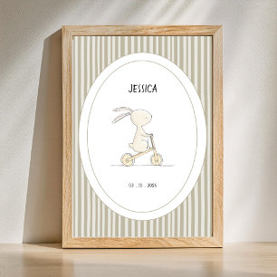 Affiche personnalisée de la nurserie de lapin mign