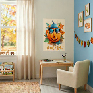 Affiche personnalisée de pumpkin clignant pour enf