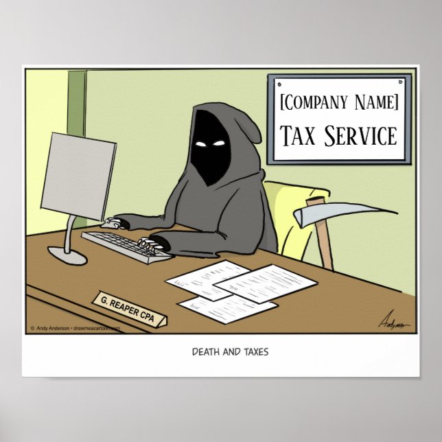 Affiche personnalisée sur la mort et les impôts (Devant)
