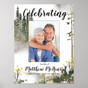 Affiche photo funéraire commémorative de célébrati
