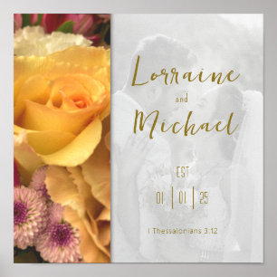 Affiche photo rose jaune déclaration d'amour