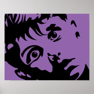 Affiche pochoir d'art graphique de garçon surpris