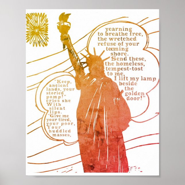 Affiche poétique de la statue de la liberté (Devant)