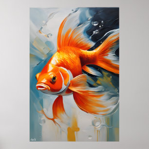 Affiche   Poisson d'or   Style de peinture à l'hui