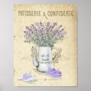 Affiche Pot en Émail Vintage Lavande Française
