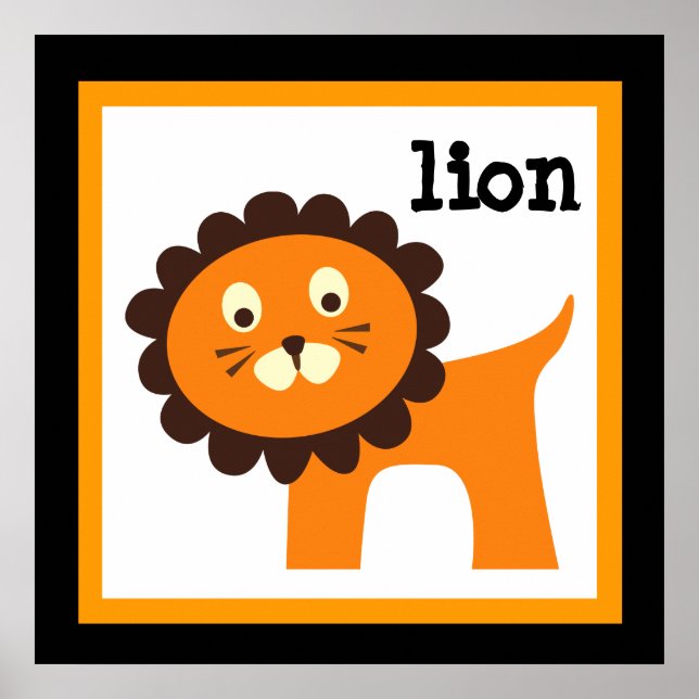 Affiche pour chambre d'enfant avec animaux de safa (Devant)