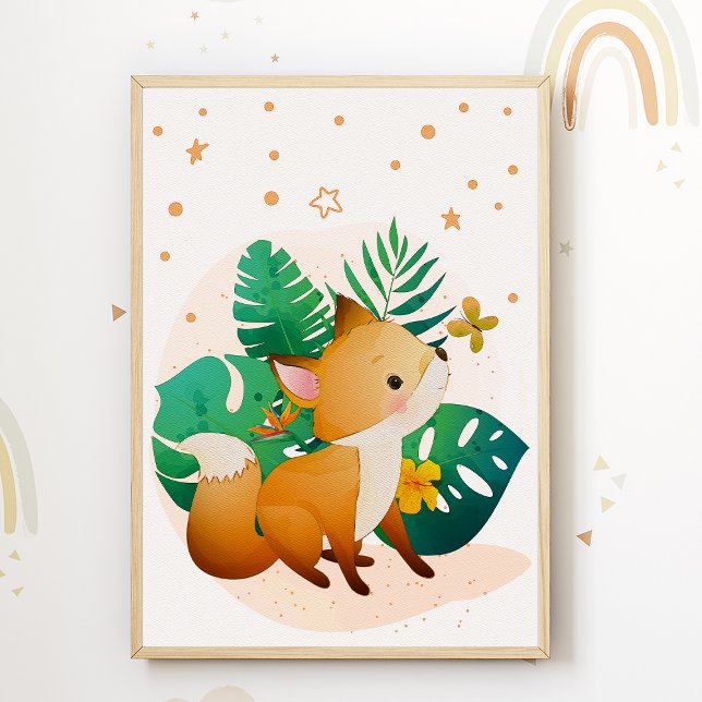 Affiche pour chambre d'enfant Renard mignon Étoile (Créateur téléchargé)