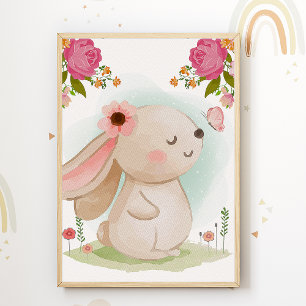 Affiche pour chambre d'enfants Lapin mignon Impres