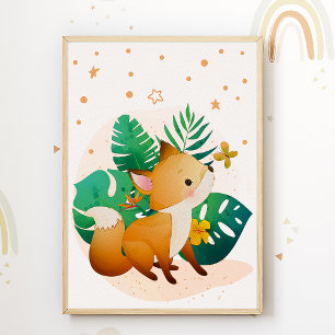Affiche pour chambre d'enfants Renard mignon Étoil