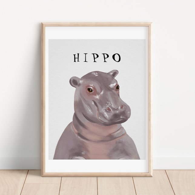 Affiche pour enfants dessinée d'hippopotame mignon (Créateur téléchargé)
