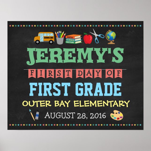 Affiche pour enfants du premier jour d'école - Acc (Devant)