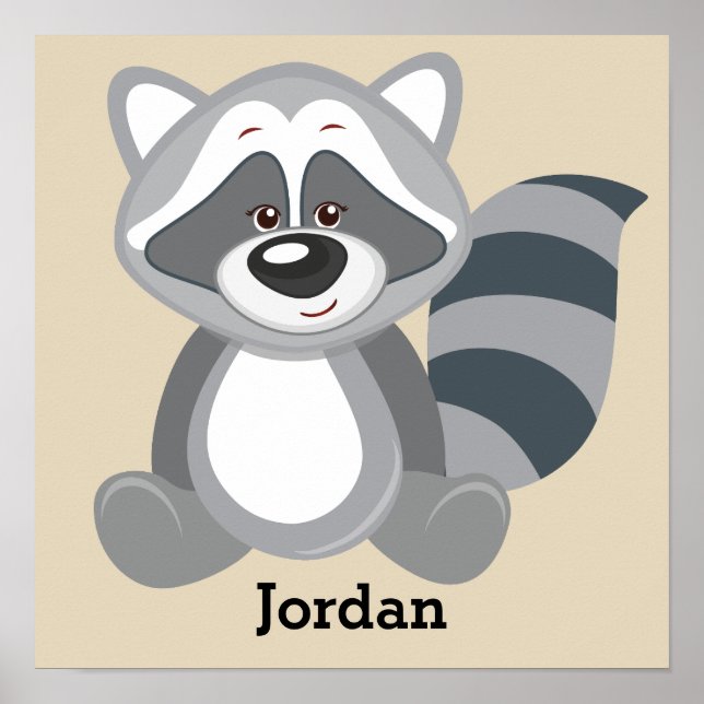 Affiche pour enfants Raton laveur mignon de la for (Devant)