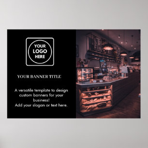 Affiche promotionnelle noire   Logo d'entreprise p