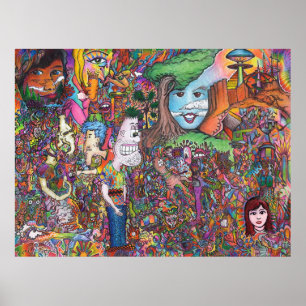 Affiche psychédélique d'art "jetez coup d'oeil"