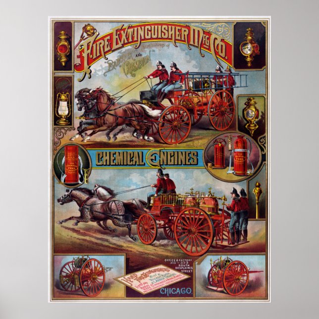 Affiche publicitaire de l'extincteur vintage (Devant)