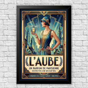 Affiche publicitaire vintage Art Déco pour parfum