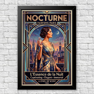 Affiche publicitaire vintage Art Déco pour parfum