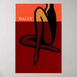 Affiche publicitaire vintage de chaussures Bally