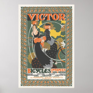 Affiche publicitaire vintage de vélos Victor de qu