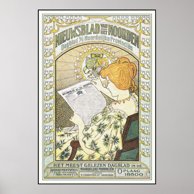 Affiche publicitaire vintage : Journal néerlandais (Devant)