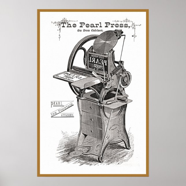 Affiche publicitaire vintage Pearl letterpress (Devant)