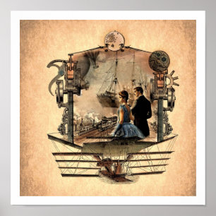 Affiche punk 12x12 d'art de vapeur