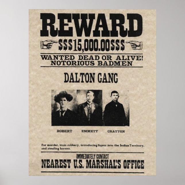 Affiche Recherchée - gang Dalton (Devant)