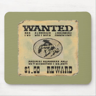 AFFICHE RECHERCHÉE sur café de tapis de souris