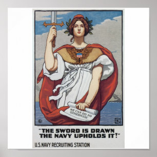 Affiche recruteuse de vieille marine circa 1917