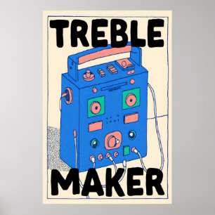 Affiche Rétro Boombox Treble Maker Musique Murale