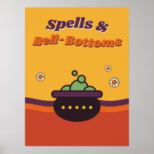 Affiche Rétro Halloween Spells & Bell-Bottoms