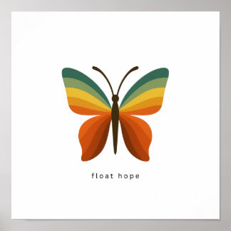 Affiche rétro papillon arc-en-ciel Float Hope 12x1