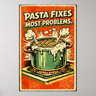 Affiche Rétro Pâtes – “Les Pâtes Résolvent la Plup