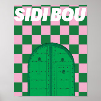 Affiche Rétro Sidi Bou Said | Vert et Rose Vintage