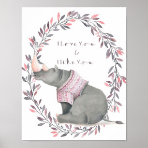 Affiche Rhinocéros je t'aime