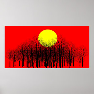 Affiche rouge de coucher du soleil