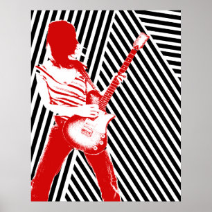 Affiche rouge de guitariste