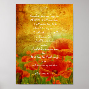 Affiche rouge de pavots du psaume 91