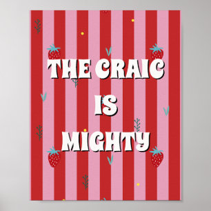 Affiche rouge et rose irlandais Le craic est puiss